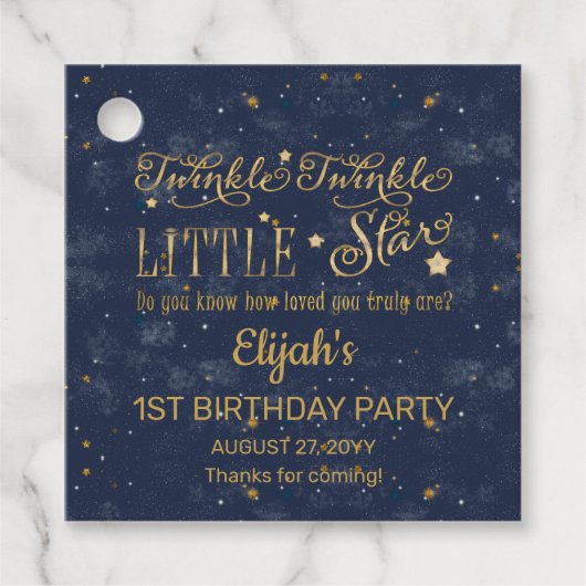 Twinkle Twinkle Little Star Boy 1st Birthday Party Bedankjes Labels (Voorkant)