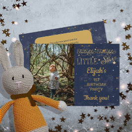 Twinkle Twinkle Little Star Boy 1st Birthday Party Bedankkaart