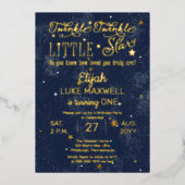 Twinkle Twinkle Little Star Boy 1st Birthday Party Folie Uitnodiging (Voorkant)