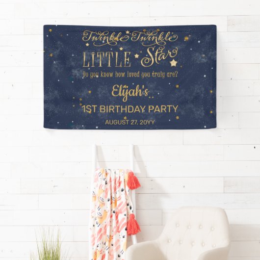 Twinkle Twinkle Little Star Boy 1st Birthday Party Spandoek (Insitu)