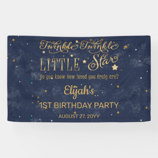 Twinkle Twinkle Little Star Boy 1st Birthday Party Spandoek (Horizontaal)