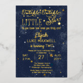 Twinkle Twinkle Little Star Boy 2nd Birthday Party Folie Uitnodiging (Voorkant)