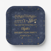 Twinkle Twinkle Little Star Boy 2nd Birthday Party Papieren Bordje (Voorkant)
