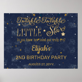 Twinkle Twinkle Little Star Boy 2nd Birthday Party Poster