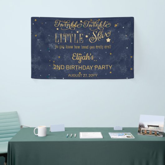 Twinkle Twinkle Little Star Boy 2nd Birthday Party Spandoek (Beurs)