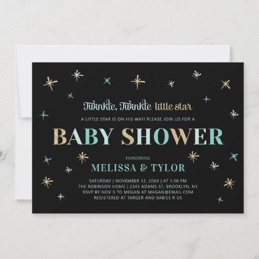 Twinkle Twinkle Little Star Boy Baby shower Kaart (Voorkant)