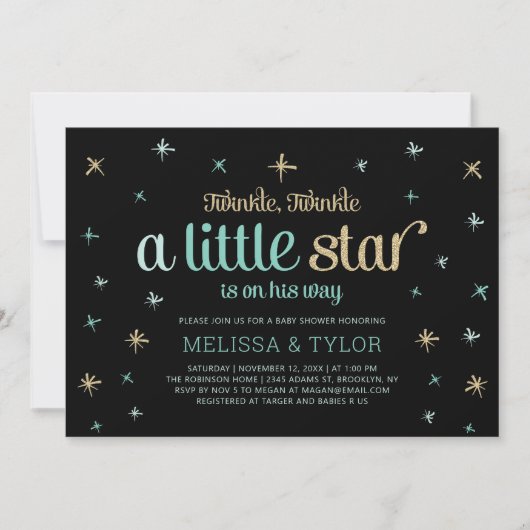 Twinkle Twinkle Little Star Boy Baby shower Kaart (Voorkant)