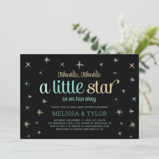 Twinkle Twinkle Little Star Boy Baby shower Kaart (Staand voorkant)