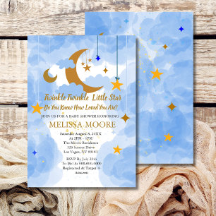 Twinkle Twinkle Little Star Boy Baby shower Kaart