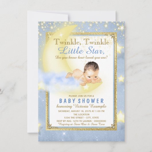 Twinkle Twinkle Little Star Boy Baby shower Kaart (Voorkant)
