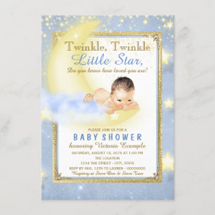 Twinkle Twinkle Little Star Boy Baby shower Kaart