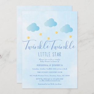 Twinkle Twinkle Little Star Boy Blue Baby shower Kaart