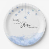 Twinkle Twinkle Little Star Boy Blue Baby Shower Papieren Bordje (Voorkant)