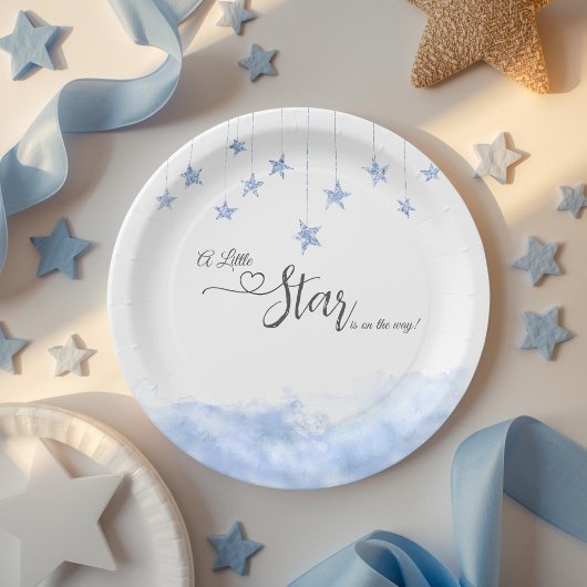Twinkle Twinkle Little Star Boy Blue Baby Shower Papieren Bordje