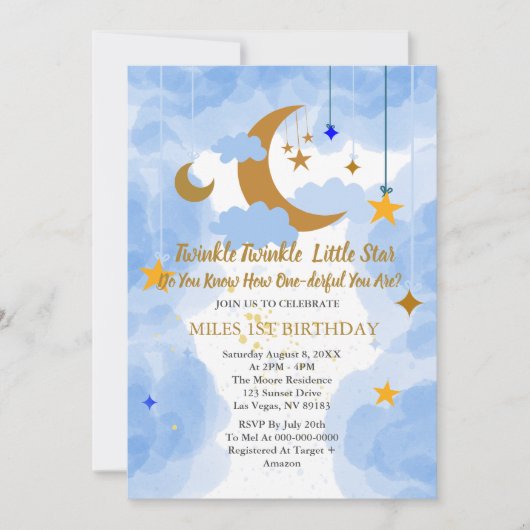 Twinkle Twinkle Little Star Boy Eerste Verjaardag Kaart (Voorkant)