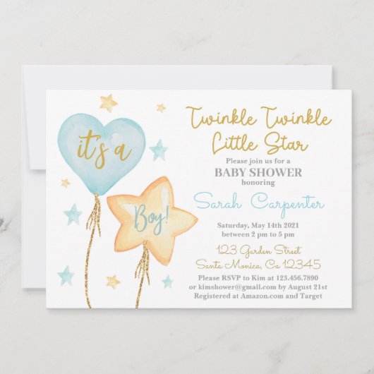 Twinkle Twinkle Little Star boy Kaart (Voorkant)