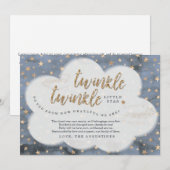 Twinkle Twinkle Little Star Boys Blauw Baby shower Bedankkaart (Voorkant / Achterkant)