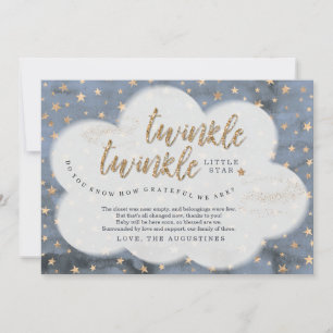 Twinkle Twinkle Little Star Boys Blauw Baby shower Bedankkaart