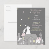 Twinkle Twinkle Little Star Bunny 1st Birthday Uitnodiging Briefkaart (Voorkant / Achterkant)
