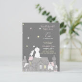 Twinkle Twinkle Little Star Bunny 1st Birthday Uitnodiging Briefkaart (Staand voorkant)