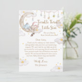 Twinkle Twinkle Little Star Bunny Baby shower Bedankkaart (Staand voorkant)