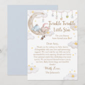 Twinkle Twinkle Little Star Bunny Baby shower Bedankkaart (Voorkant / Achterkant)
