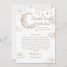 Twinkle Twinkle Little Star Bunny Baby shower Bedankkaart