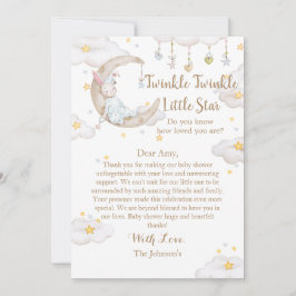 Twinkle Twinkle Little Star Bunny Baby shower Bedankkaart
