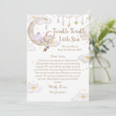 Twinkle Twinkle Little Star Bunny Baby shower Bedankkaart (Staand voorkant)