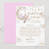 Twinkle Twinkle Little Star Bunny Baby shower Bedankkaart (Voorkant / Achterkant)