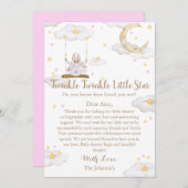 Twinkle Twinkle Little Star Bunny Baby shower Bedankkaart (Voorkant / Achterkant)