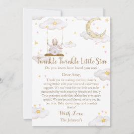 Twinkle Twinkle Little Star Bunny Baby shower Bedankkaart