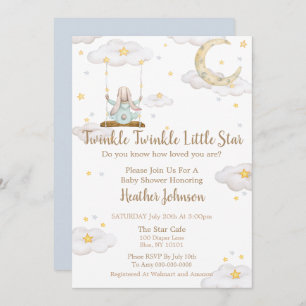 Twinkle Twinkle Little Star Bunny Baby shower Kaart