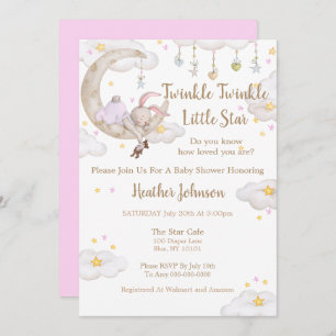 Twinkle Twinkle Little Star Bunny Baby shower Kaart