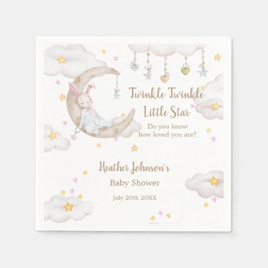 Twinkle Twinkle Little Star Bunny Baby shower Servet (Voorkant)
