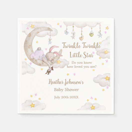 Twinkle Twinkle Little Star Bunny Baby shower Servet (Voorkant)
