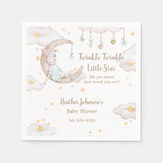 Twinkle Twinkle Little Star Bunny Baby shower Servet (Voorkant)
