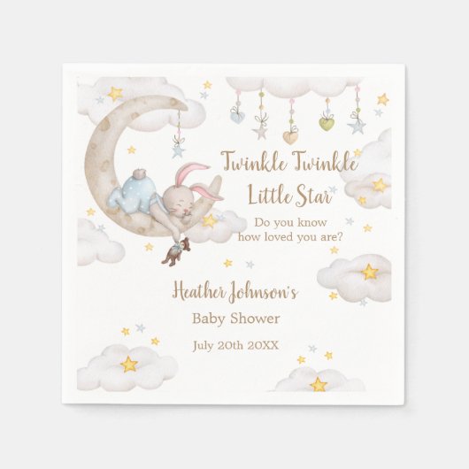 Twinkle Twinkle Little Star Bunny Baby shower Servet (Voorkant)