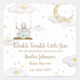 Twinkle Twinkle Little Star Bunny Baby shower Vierkante Sticker