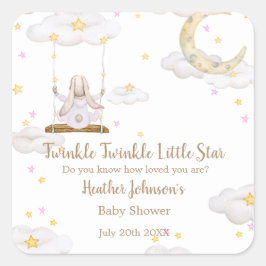 Twinkle Twinkle Little Star Bunny Baby shower Vierkante Sticker