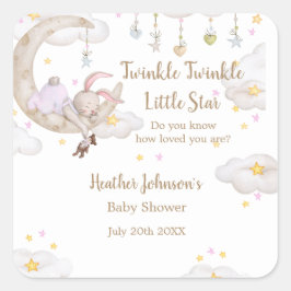 Twinkle Twinkle Little Star Bunny Baby shower Vierkante Sticker