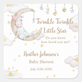 Twinkle Twinkle Little Star Bunny Baby shower Vierkante Sticker