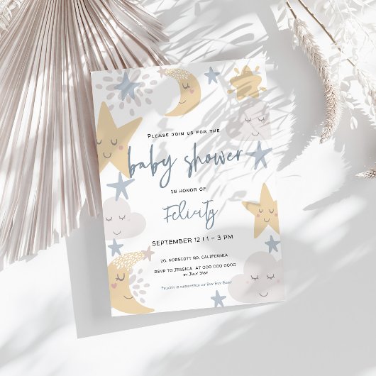 Twinkle Twinkle Little Star Celestial Baby shower Kaart