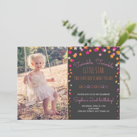 Twinkle Twinkle Little Star Chalkboard Verjaardag Kaart (Staand voorkant)