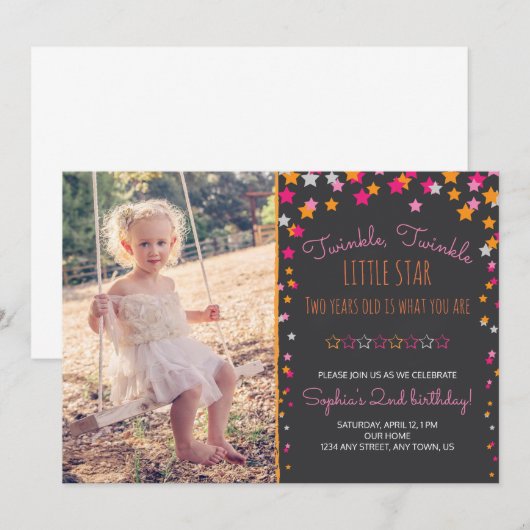 Twinkle Twinkle Little Star Chalkboard Verjaardag Kaart (Voorkant / Achterkant)