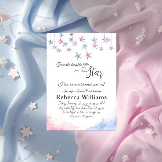 Twinkle Twinkle Little Star Cloud Gender Reveal Kaart
