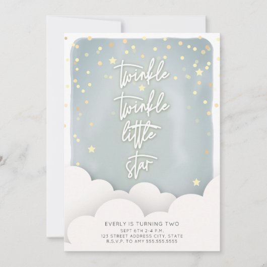 Twinkle Twinkle Little Star Clouds Birthday Kaart (Voorkant)