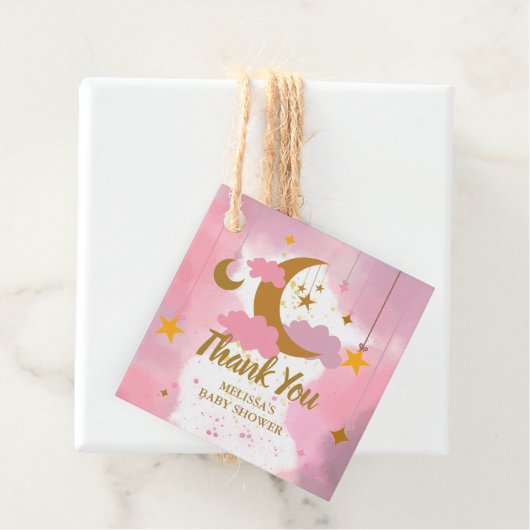 Twinkle Twinkle Little Star Custom Roze Bedankjes Labels (In situ)