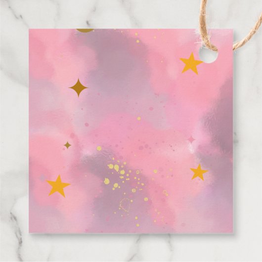 Twinkle Twinkle Little Star Custom Roze Bedankjes Labels (Achterkant)