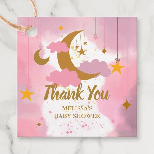 Twinkle Twinkle Little Star Custom Roze Bedankjes Labels (Voorkant)